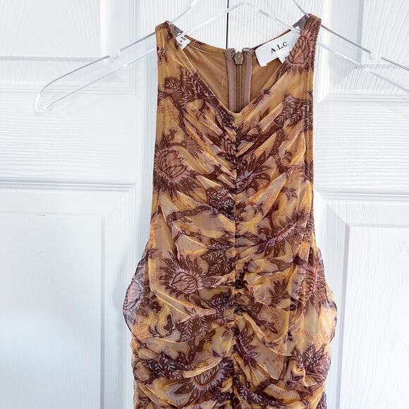 A.L.C. Adrienne Dress in Deep Yellow & Beige - Picture 4 of 10